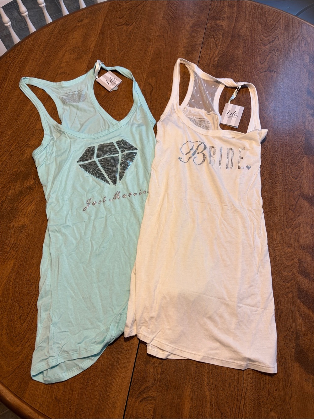 Victoria's Secret Mint Green & White Bridal Tank Tops